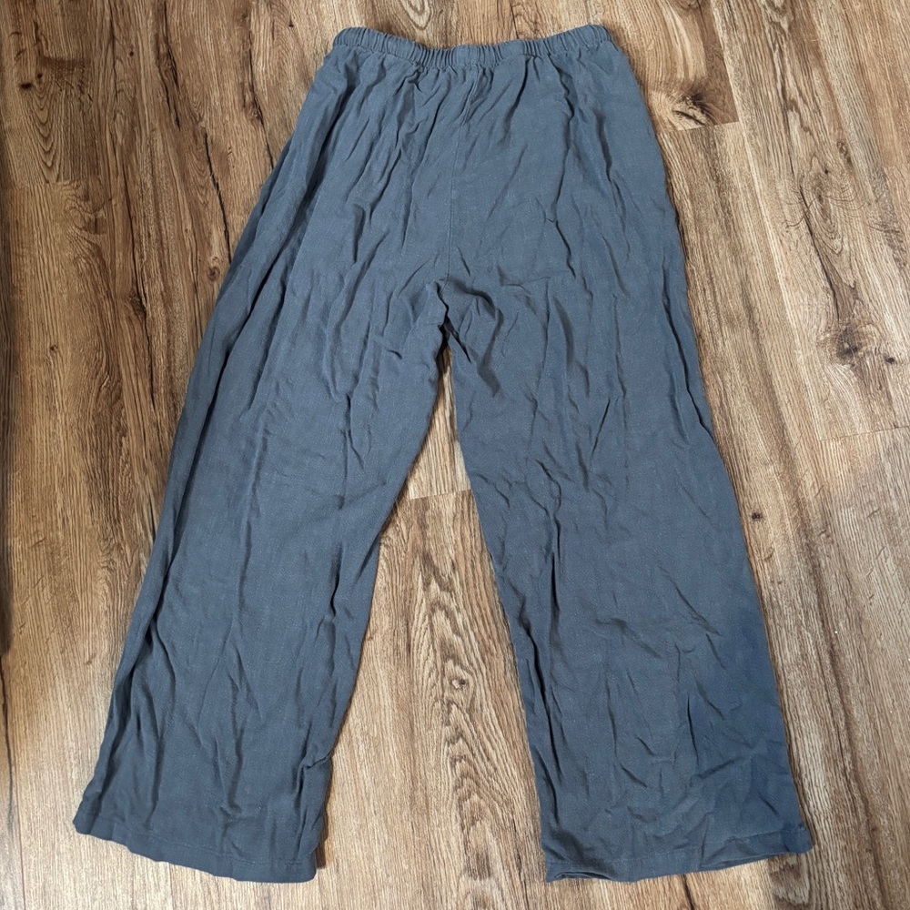 Blue Linen Drawstring Pants - Picture 2 of 5